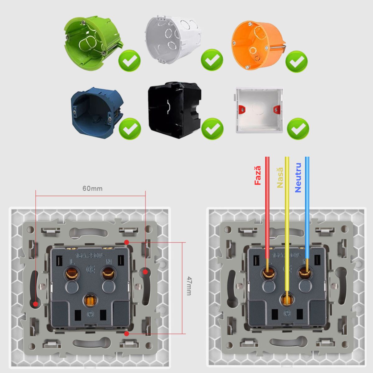 Priza cu rama din sticla securizata cu 2 USB 5V 2.1A, USSPY®, protectie copii, schuko 16A, gri