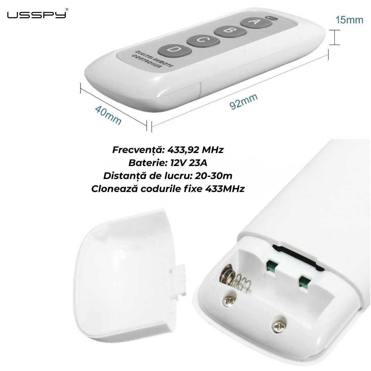 Telecomanda pentru Intrerupatoare tactile cu rama din sticla USSPY®, 4 comenzi/becuri alb negru gri auriu