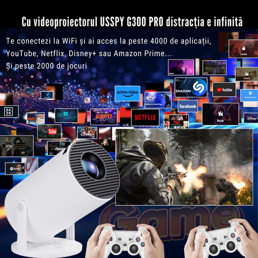 Videoproiector inteligent 2in1 cu consola gaming