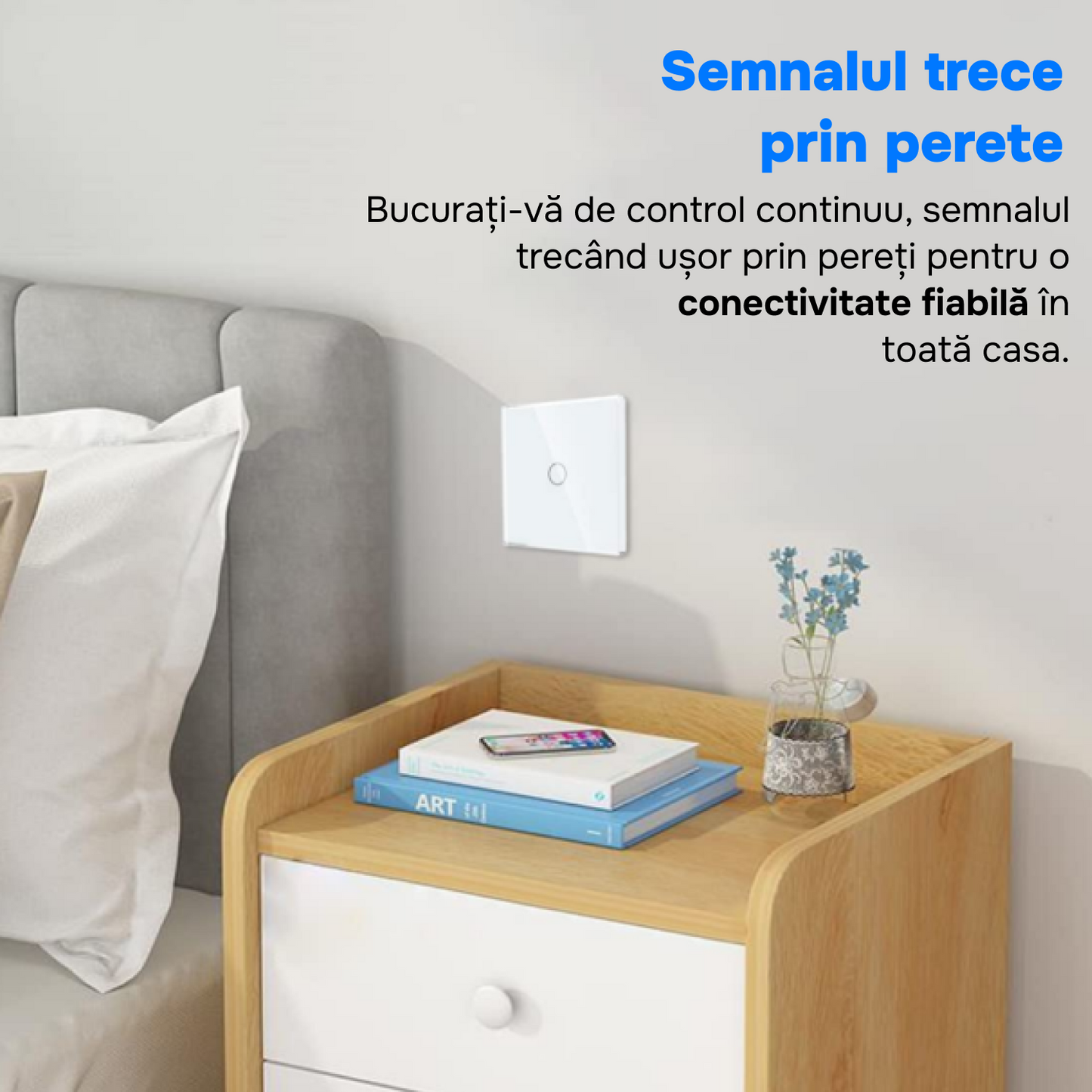 Intrerupator inteligent fara fir cu touch, Wifi, 1 canal, Auriu