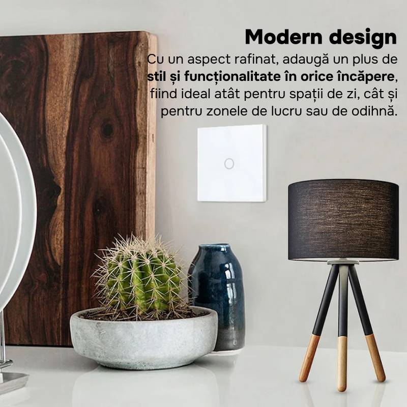 Intrerupator inteligent fara fir cu touch, Wifi, 1 canal, Auriu