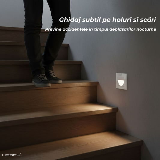 Lampa de veghe cu rama din sticla, USSPY®, LED, negru