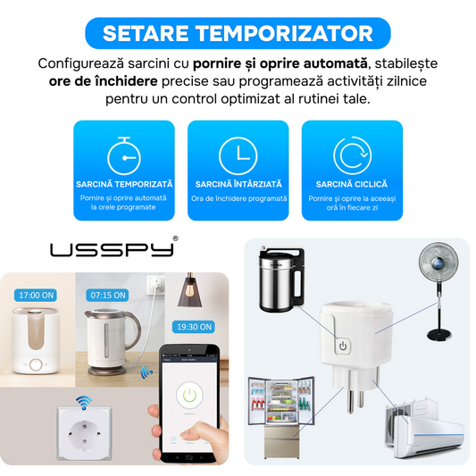 Priza inteligenta cu contor, wifi, programabila, contorizare si monitorizare consum