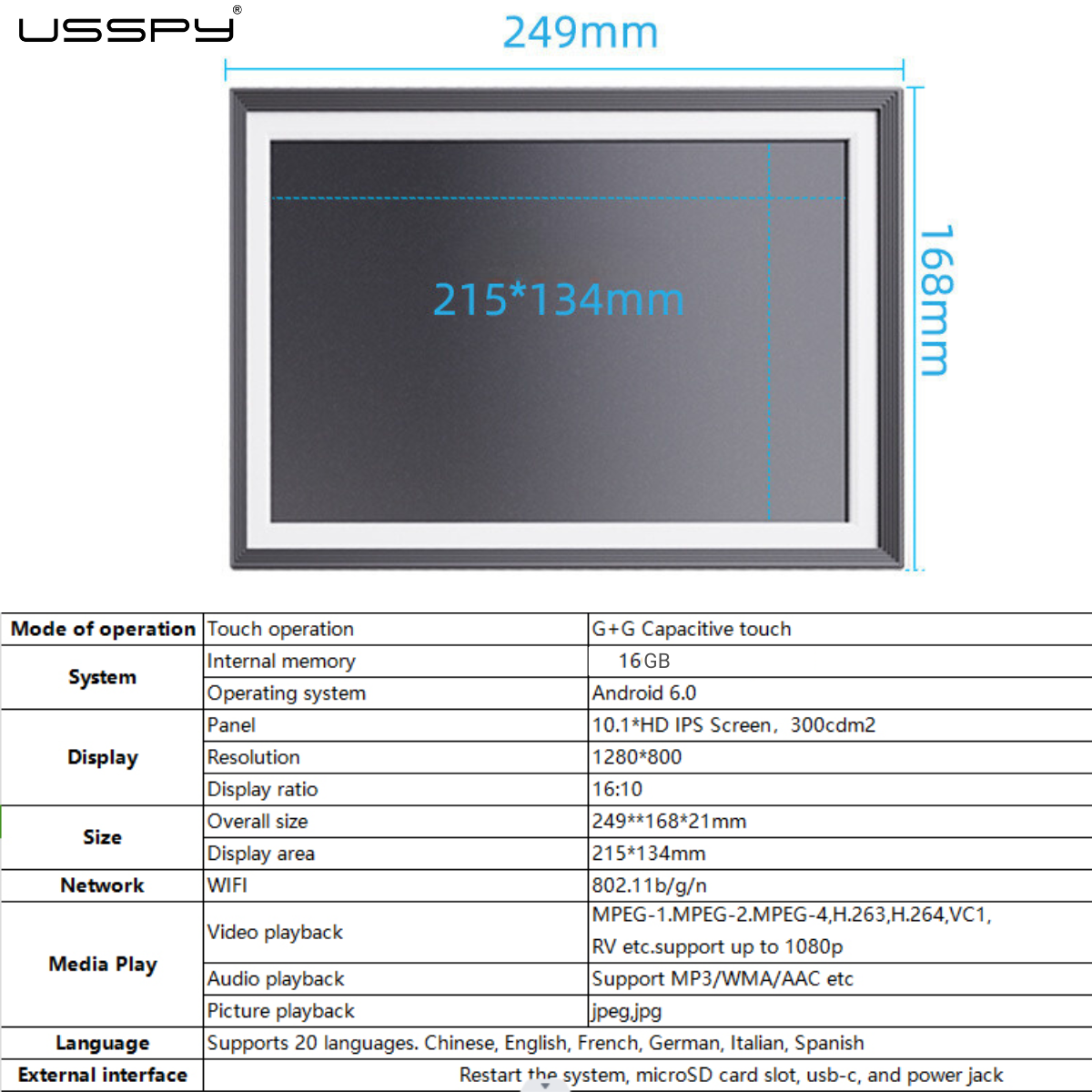 Rama foto digitala WIFI, 10.1 inch HD IPS Touchscreen, 16GB mem. Interna, aplicatie Frameo