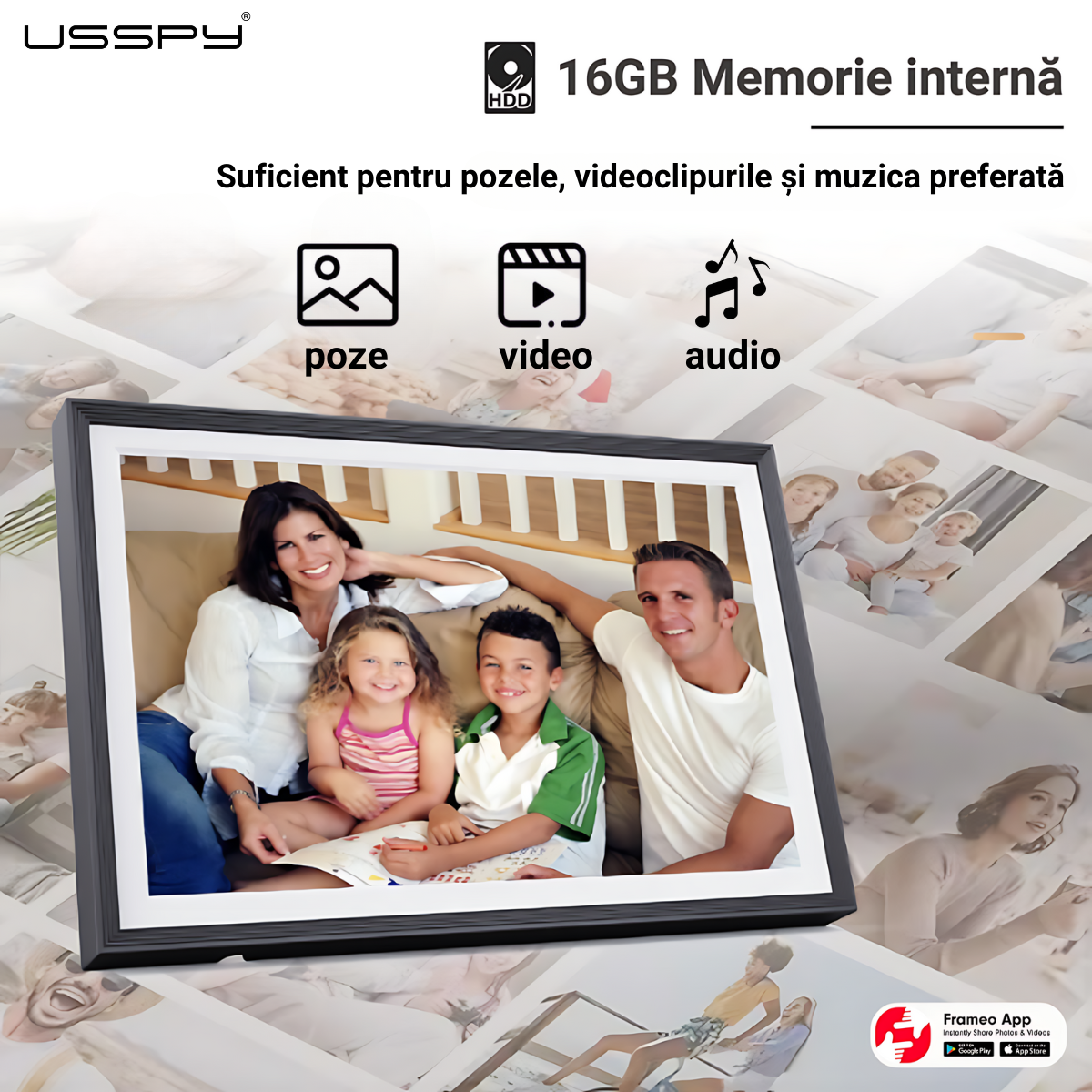 Rama foto digitala WIFI, 10.1 inch HD IPS Touchscreen, 16GB mem. Interna, aplicatie Frameo