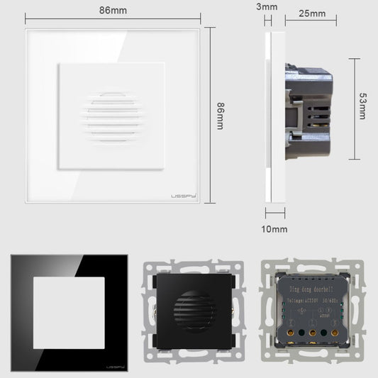 Sonerie ding-dong, rama din sticla securizata, USSPY®, negru