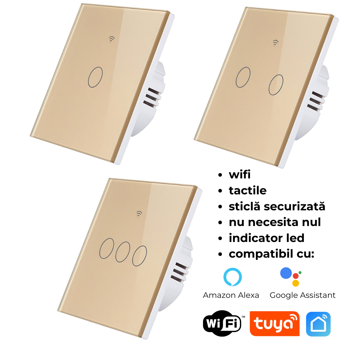 Întrerupatoare Smart Aurii