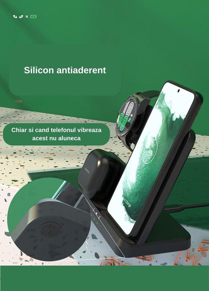Statie Incarcare Wireless 3 In 1 USSPY, Incarcare Rapida, 15 W, alba