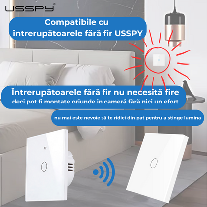 Intrerupator inteligent cu touch, Wifi, 1 canal, 10A, Negru