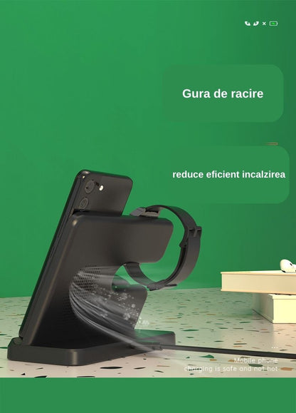 Statie Incarcare Wireless 3 In 1 USSPY, Incarcare Rapida, 15 W, alba