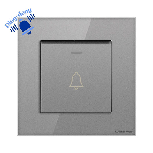 Buton sonerie, rama din sticla securizata, USSPY®, gri