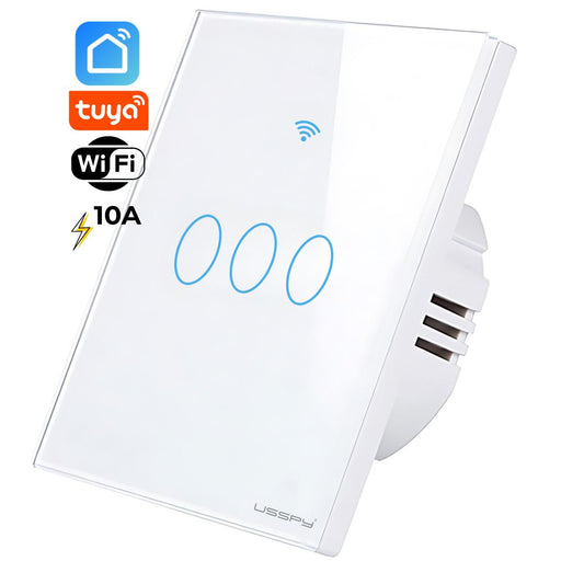 Intrerupator inteligent cu touch, Wifi, 3 canale, 10A, Alb