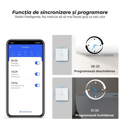 Intrerupator inteligent cu touch de putere 40A, USSPY®, smart home, Wifi, rama sticla securizata, Tuya, Smart Life, gri
