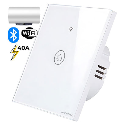 Intrerupator inteligent cu touch de putere 40A, USSPY®, smart home, Wifi, rama sticla securizata, Tuya, Smart Life, alb