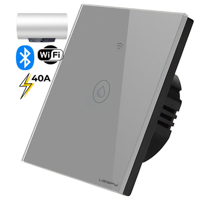 Intrerupator inteligent cu touch de putere 40A, USSPY®, smart home, Wifi, rama sticla securizata, Tuya, Smart Life, gri