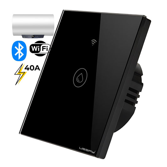 Intrerupator inteligent cu touch de putere 40A, USSPY®, smart home, Wifi, rama sticla securizata, Tuya, Smart Life, negru