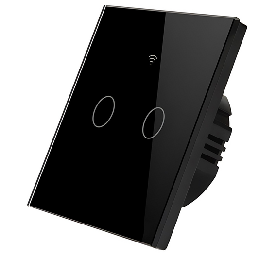 Intrerupator inteligent cu touch, Wifi, 2 canale, 10A, Negru