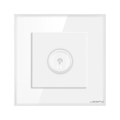 Intrerupator cu variator dimmer, rama sticla securizata, USSPY®, alb