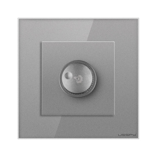 Intrerupator cu variator dimmer, rama sticla securizata, USSPY®, gri