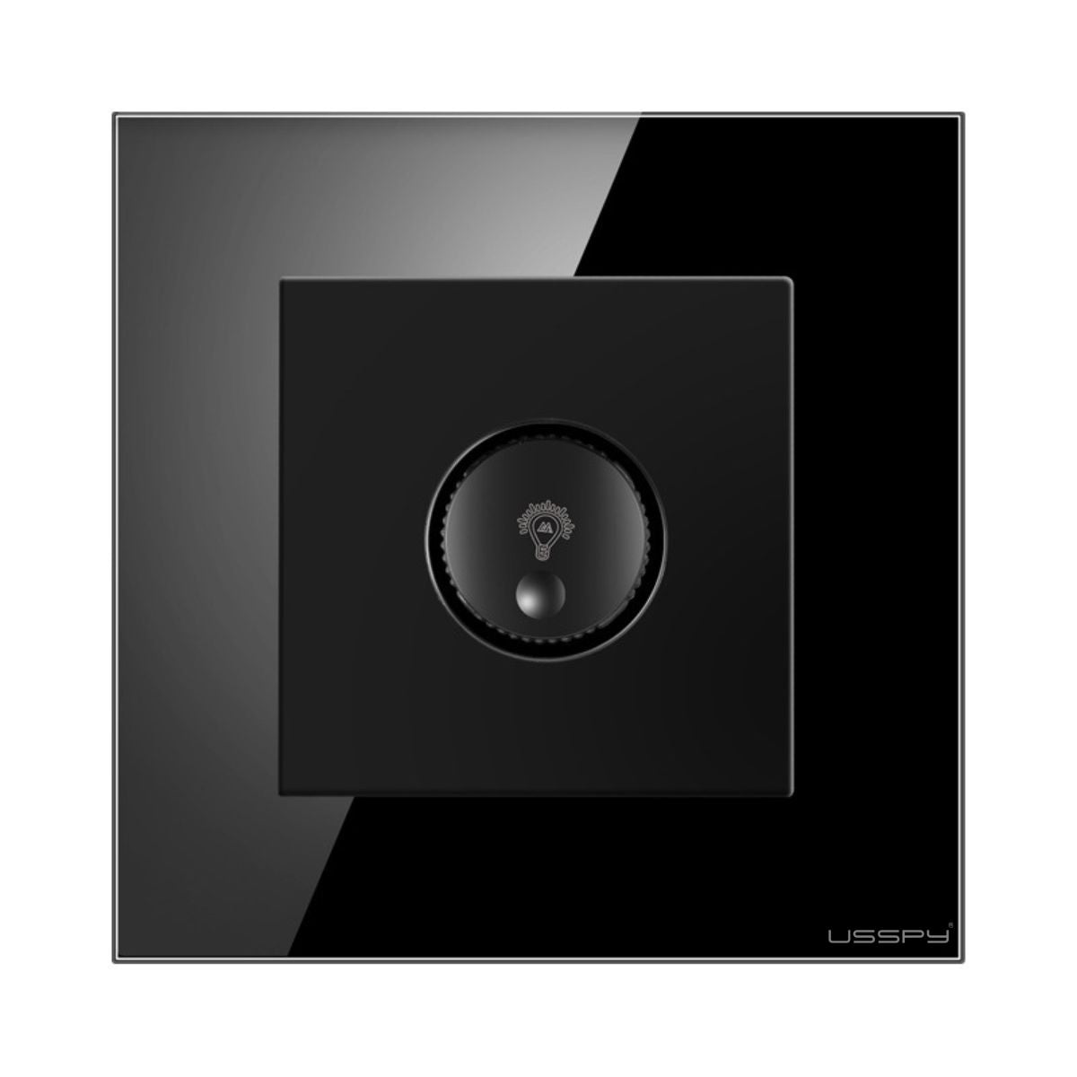 Intrerupator cu variator dimmer, rama sticla securizata, USSPY®, negru