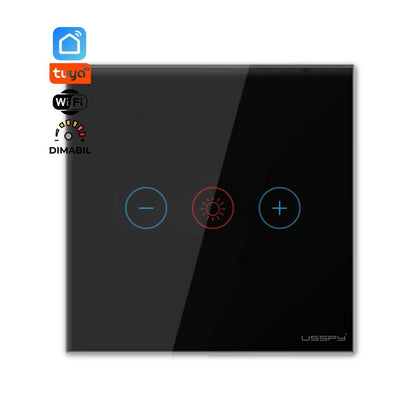 Intrerupator cu variator dimmer digital touch, rama sticla securizata, USSPY®, negru