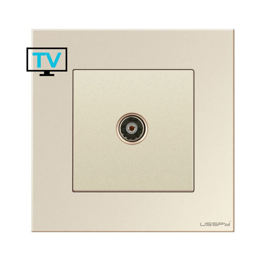 Priza TV cu rama din sticla securizata, USSPY®, auriu