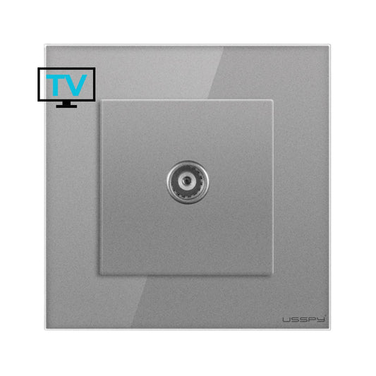 Priza TV cu rama din sticla securizata, USSPY®, gri