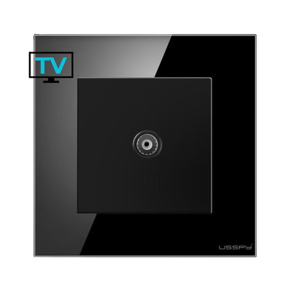 Priza TV cu rama din sticla securizata, USSPY®, negru
