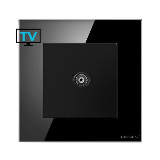Priza TV cu rama din sticla securizata, USSPY®, negru