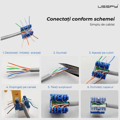 Priza TV + internet cu rama din sticla securizata, USSPY®, RJ45 Cat6, negru