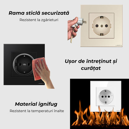 Sonerie ding-dong, rama din sticla securizata, USSPY®, negru