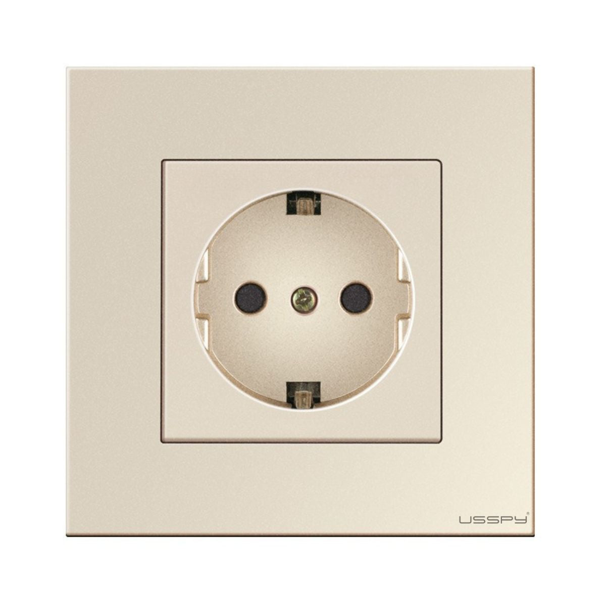 Priza cu rama din sticla securizata, USSPY®, protectie copii, schuko 16A, auriu