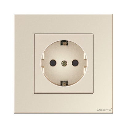 Priza cu rama din sticla securizata, USSPY®, protectie copii, schuko 16A, auriu