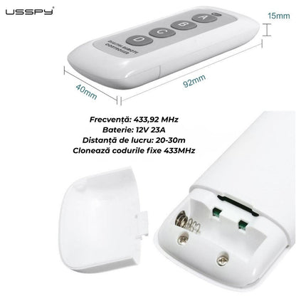 Telecomanda pentru Intrerupatoare tactile cu rama din sticla USSPY®, 4 comenzi/becuri alb negru gri auriu