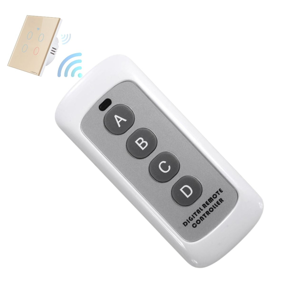 Telecomanda pentru Intrerupatoare tactile cu rama din sticla USSPY®, 4 comenzi/becuri alb negru gri auriu