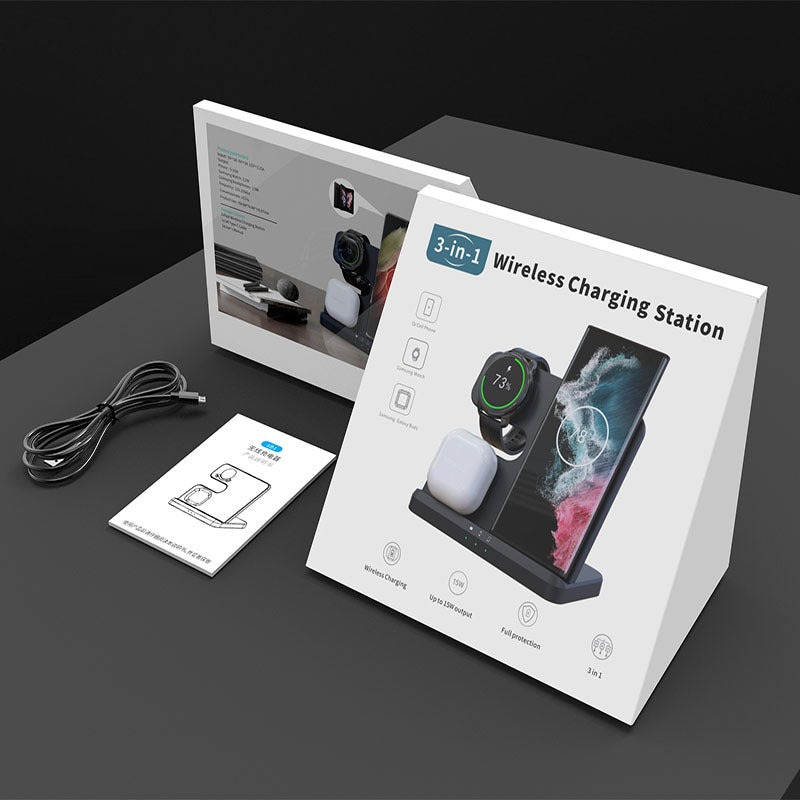 Statie Incarcare Wireless 3 In 1 USSPY, Incarcare Rapida, 15 W, alba
