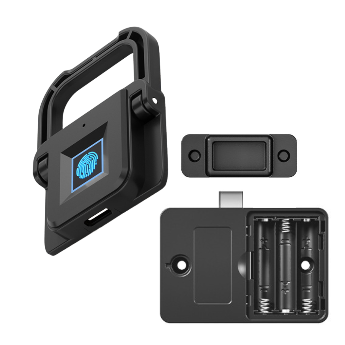 Incuietoare inteligenta cu amprenta digitala, USSPY® F007, pentru sertar, vestiar, mobilier, reincarcabila prin USB Type-C, 20 amprente, recunoastere rapida