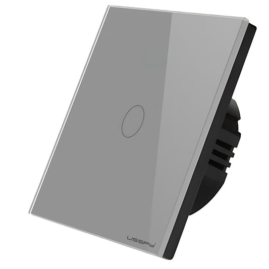Intrerupator simplu touch, rama sticla securizata, USSPY®, 1 canal, gri