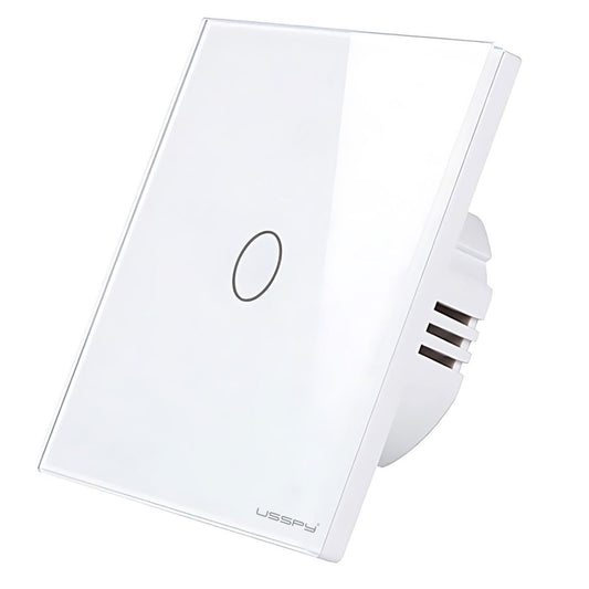 Intrerupator simplu touch, rama sticla securizata, USSPY®, 1 canal, alb