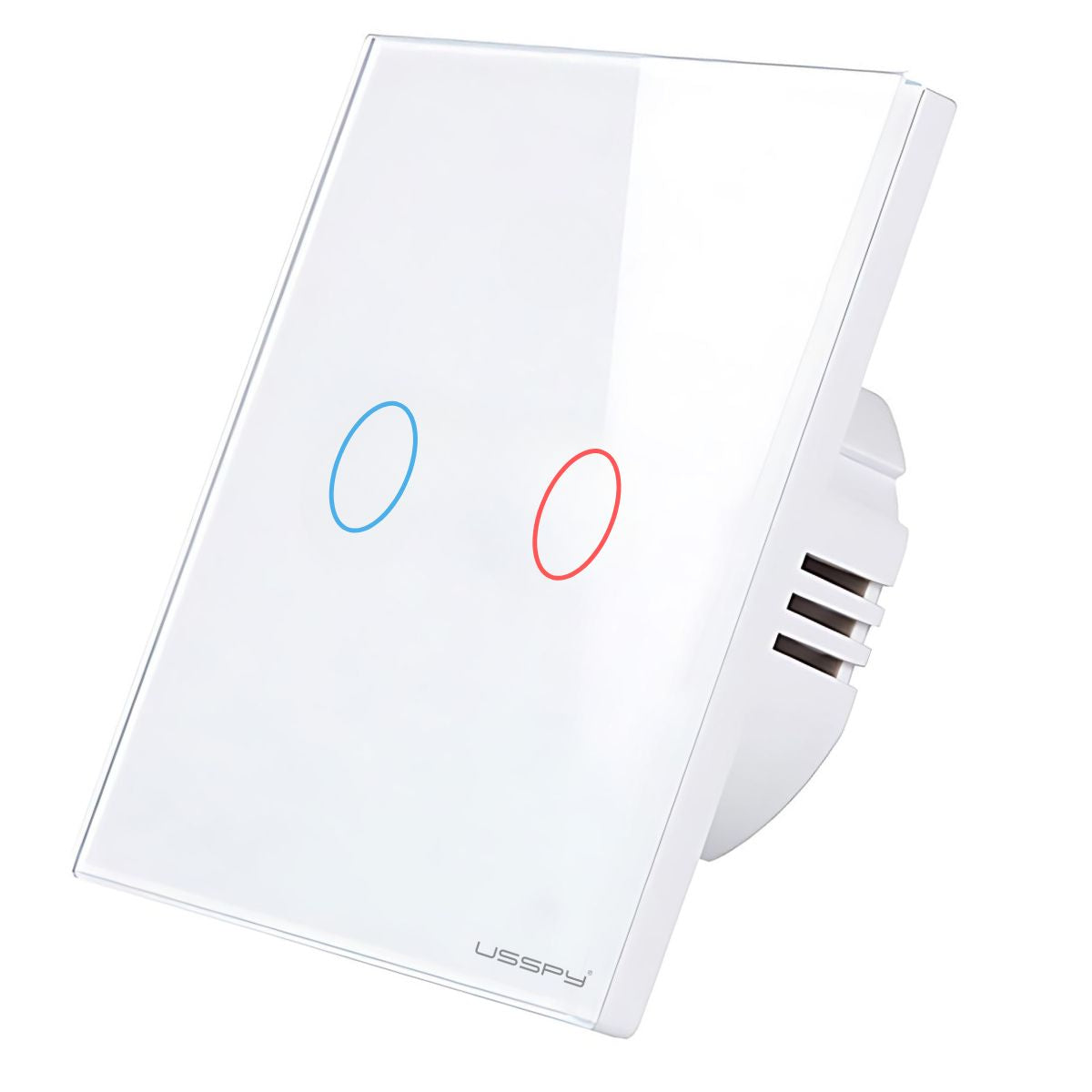 Intrerupator simplu touch, rama sticla securizata, USSPY®, 2 canale, alb