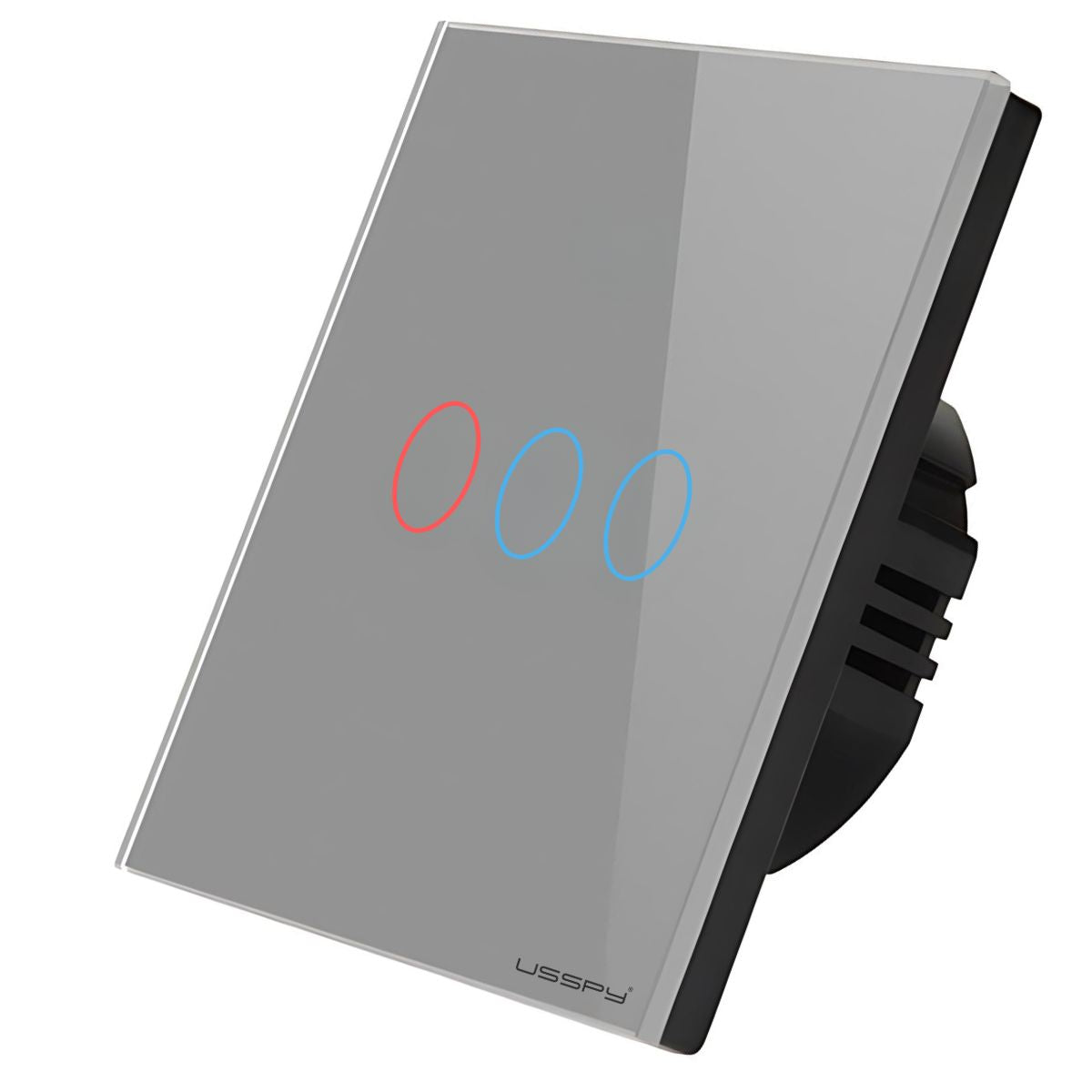 Intrerupator simplu touch, rama sticla securizata, USSPY®, 3 canale, gri