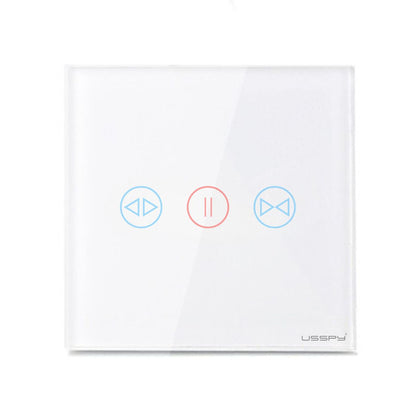Intrerupator cu touch draperii, rulouri, jaluzele, USSPY®, sticla securizata, Wifi, 1500W, Tuya, Smart Life, alb
