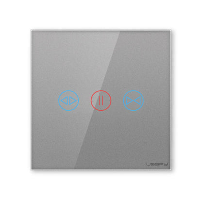 Intrerupator cu touch draperii, rulouri, jaluzele, USSPY®, sticla securizata, Wifi, 1500W, Tuya, Smart Life, Gri