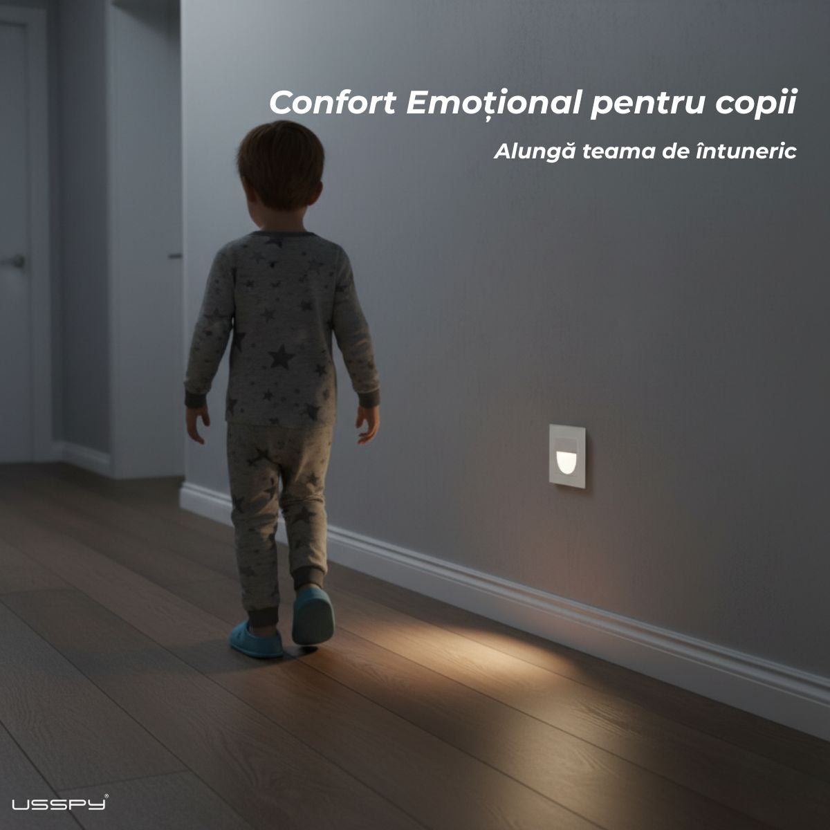 Lampa de veghe cu rama din sticla, USSPY®, LED, alb