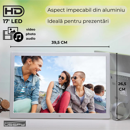 Rama foto digitala 17 inch din aluminiu, slim, LED
