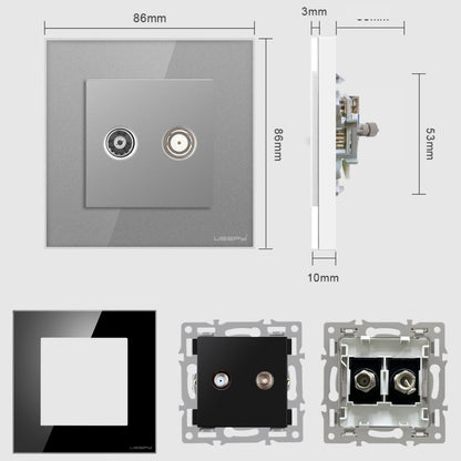 Priza cablu + TV cu rama din sticla securizata, USSPY®, negru