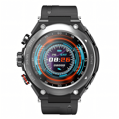 Ceas smartwatch cu casti Bluetooth incorporate, 3 in 1, USSPY, ritm cardiac, tensiune arteriala, calorii, temperatura corporala, monitor de somn, pedometru si tracker de fitness, negru