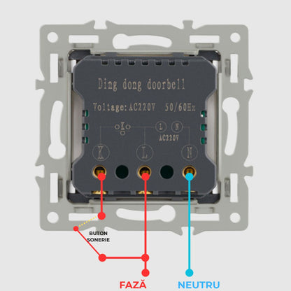 Sonerie ding-dong, rama din sticla securizata, USSPY®, negru