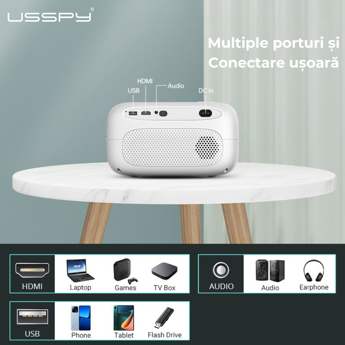 Videoproiector Smart Portabil, Android 11, Wi-Fi, 1920*1080p Videoproiector Smart Portabil, Android 11, Wi-Fi, 1920*1080p