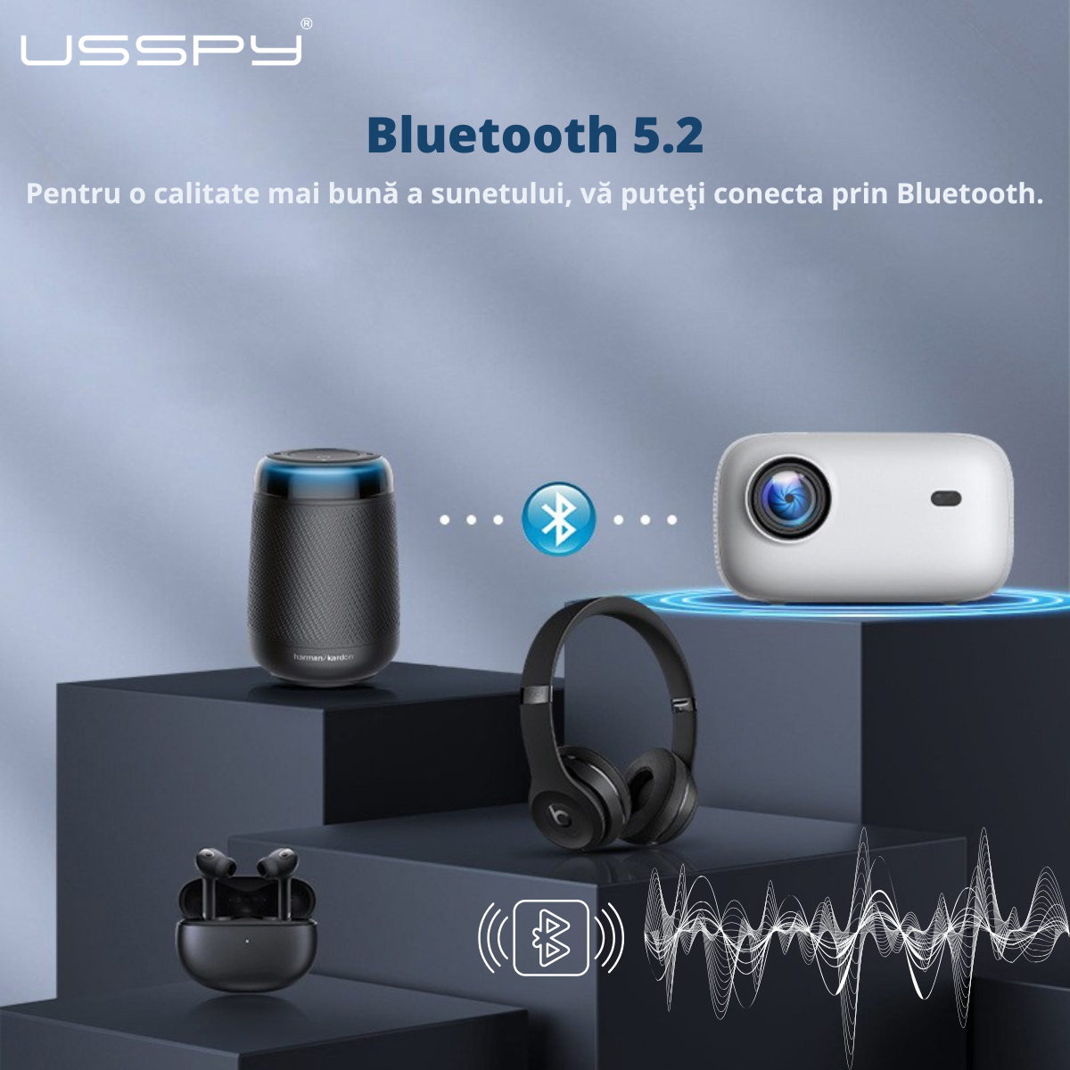 Videoproiector Smart Portabil, Android 11, Wi-Fi, 1920*1080p Videoproiector Smart Portabil, Android 11, Wi-Fi, 1920*1080p